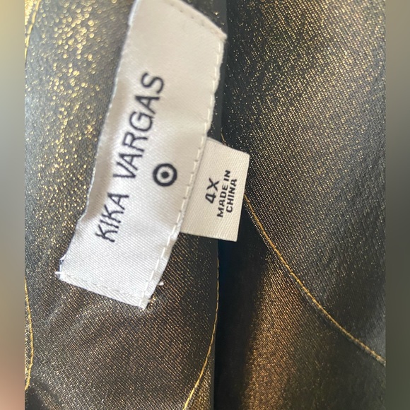 🔖 KIKA VARGAS x Target Women's Puff Sleeve Scallop Back Midi Dress - Gold - Picture 12 of 15